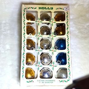Vintage Holly 15 glass ornaments